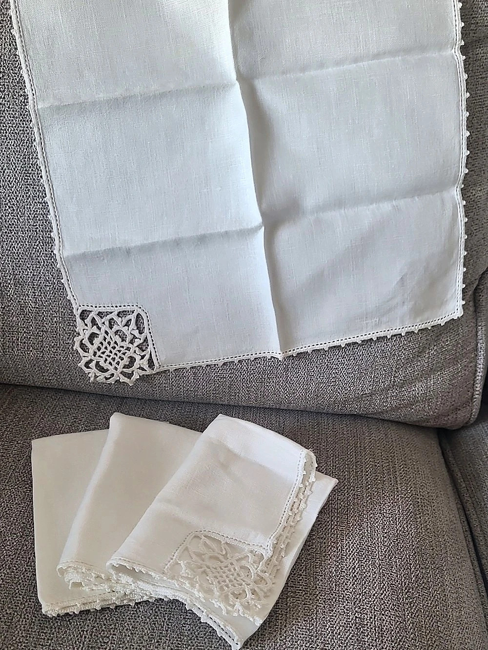White Embroidered Table Napkins Set Of 4